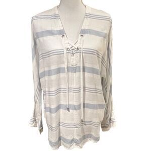 Rails Womens Boho Striped Tunic Top Size M Coastal Grandma Nautical Beachy